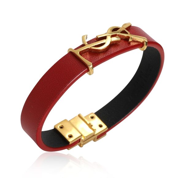 Saint Laurent Opyum Red Leather Bracelet - Picture 2 of 4